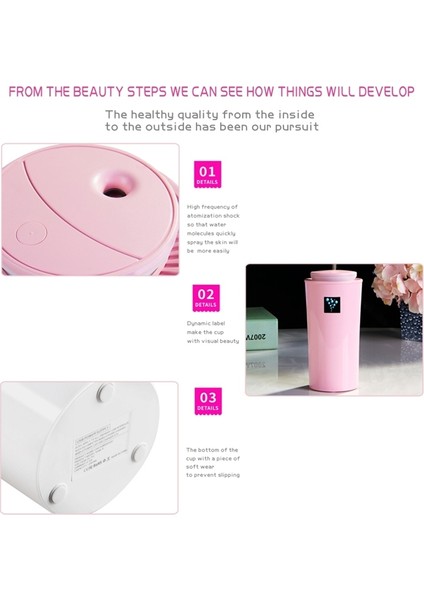 Küçük-3 2 W Nemlendirici Nem Ölçer LED Gece Lambası ile Nemlendirici Enstrüman, Su Tankı Kapasitesi: 260ML (Pembe) (Yurt Dışından) modelleri