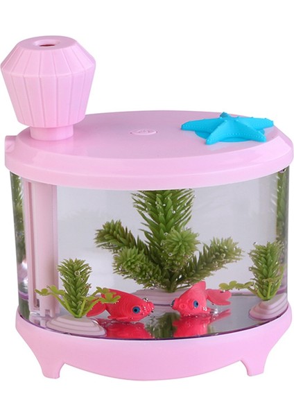 460 ml Balık Tankı Tarzı Ultrasonik Aromaterapi Hava Temizleyici Nemlendirici USB Atomizer LED Gece Lambası (Pembe) ile (Yurt Dışından)