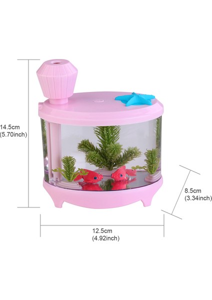 460 ml Balık Tankı Tarzı Ultrasonik Aromaterapi Hava Temizleyici Nemlendirici USB Atomizer LED Gece Lambası (Pembe) ile (Yurt Dışından) fiyatları