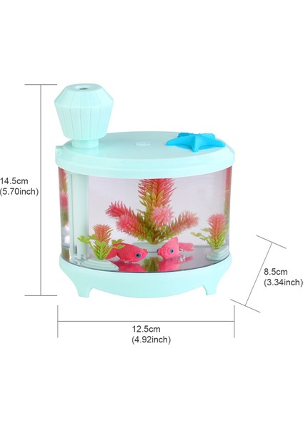 460 ml Balık Tankı Tarzı Ultrasonik Aromaterapi Hava Temizleyici Nemlendirici USB Atomizer LED Gece Lambası (Yeşil) ile (Yurt Dışından)