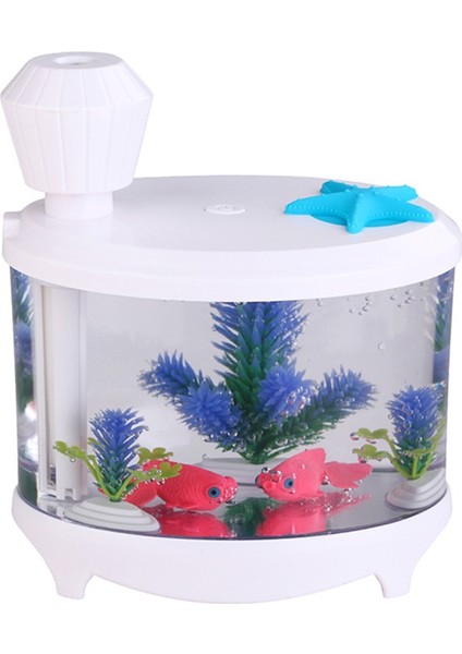460 ml Balık Tankı Tarzı Ultrasonik Aromaterapi Hava Temizleyici Nemlendirici USB Atomizer LED Gece Lambası ile (Beyaz) (Yurt Dışından)