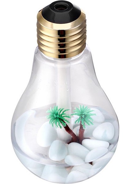 400 ml Renkli Işık Taşınabilir Ampul Şekli Aromaterapi Hava Arıtma Nemlendirici Ev / Ofis / Araba Için (Altın) (Yurt Dışından)