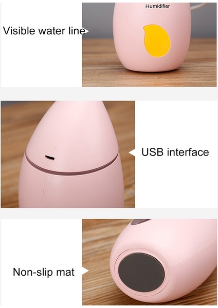 2 W Yaratıcı Taşınabilir Mango Şekli Dilsiz Masaüstü Hava Nemlendirici LED Işık, Kapasite: 160ML, Dc 5 V (Pembe) (Yurt Dışından) modelleri