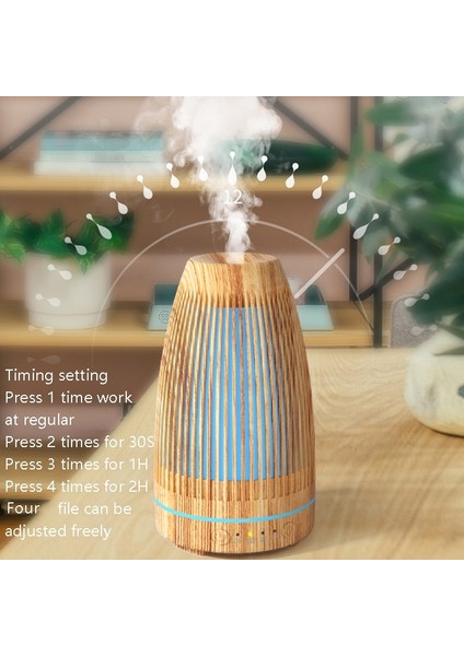 STB-103 Atmosfer Renkli Işık Nemlendirici Aroma Difüzör (Hafif Ahşap Tahıl) (Yurt Dışından)