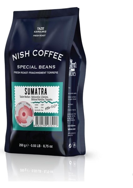 Nish Filtre Kahve Sumatra 250 gr Çekirdek Kahve
