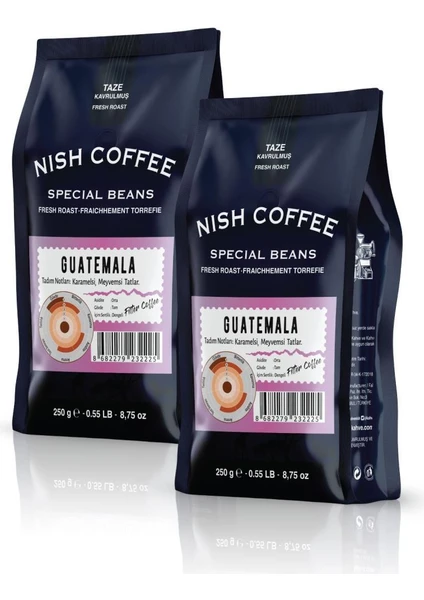 Nish Filtre Kahve Guatemala 2 x 250 gr Çekirdek Kahve