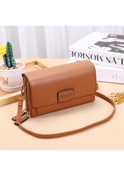 18 cm. Trend Marka Pu Deri Tasarımcı Omuz Crossbody Çanta Kadınlar İçin Yeni Katı Kadın Messenger Küçük Çanta Lady Cüzdan Çanta - Üst Kolu Çanta (Kahverengi) (Yurt Dışından)