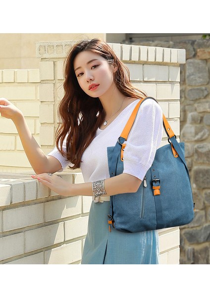 35 cm. Didablear Marka Tuval Tote Çanta Kadın Çanta Kadın Tasarımcı Büyük Kapasiteli Eğlence Omuz Çantaları Büyük Seyahat Çantaları Bolsas - Omuz Çantaları (Mavi) (Yurt Dışından) fiyatları