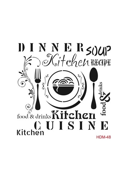 Yemek Stencil Şablon 25X25 cm
