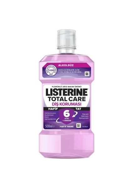 Total Care Alkolsüz Ağız Gargarası Dişleri Güçlendirir 500 ml Hafif Nane Aromalı
