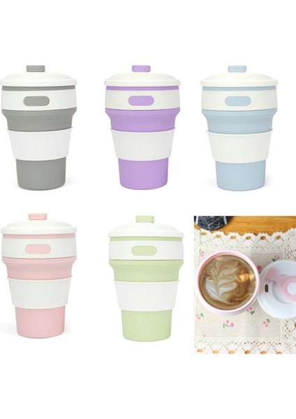 350ML Katlanır Taşınabilir Silikon Teleskopik Içme Kahve Kupası Pembe (Yurt Dışından)