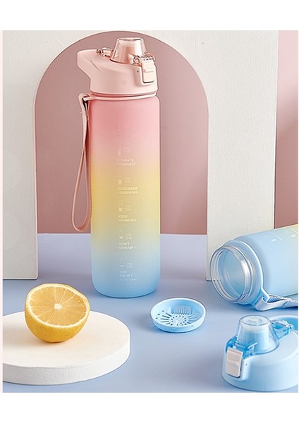 1000ML Büyük Kapasiteli Degrade Colorsplastik Spor Su Kupası (Gökyüzü Mavisi) (Yurt Dışından)