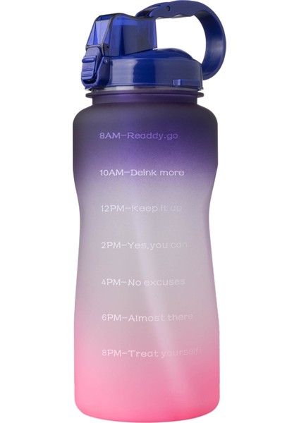 2000 ml Büyük Kapasiteli Taşınabilir Sıçrama Kapak Su Şişesi ile Saman Trıtan Material Açık Spor Su Isıtıcısı (Mor Pembe) (Yurt Dışından)