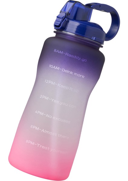 2000 ml Büyük Kapasiteli Taşınabilir Sıçrama Kapak Su Şişesi ile Saman Trıtan Material Açık Spor Su Isıtıcısı (Mor Pembe) (Yurt Dışından)