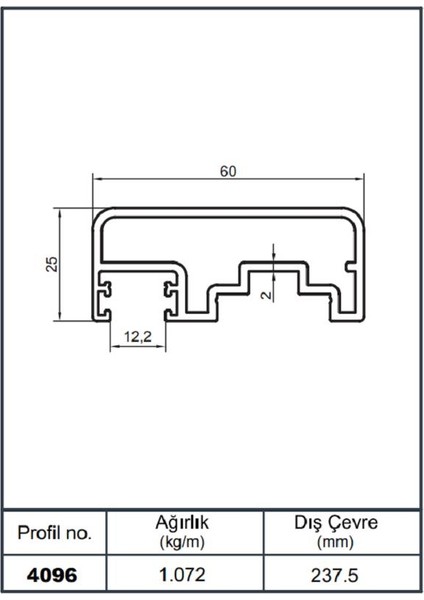 25*60 Yan Kanallı Üst Pr Parl Bronz AKP-4096/ 6 mt