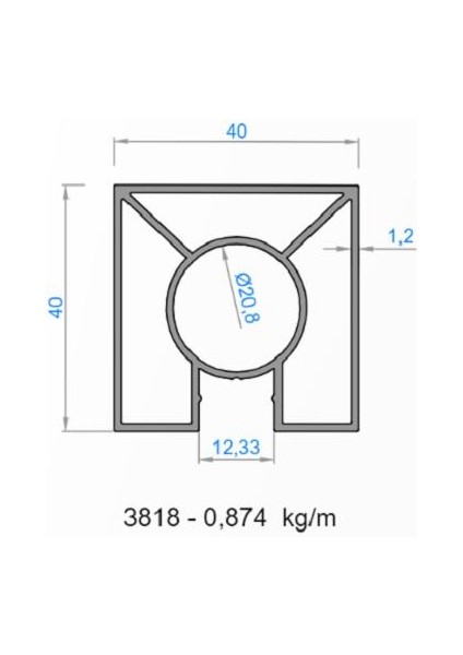 40*40 Dikme Tek Kanallı Parlak OKY-3818 /6 mt