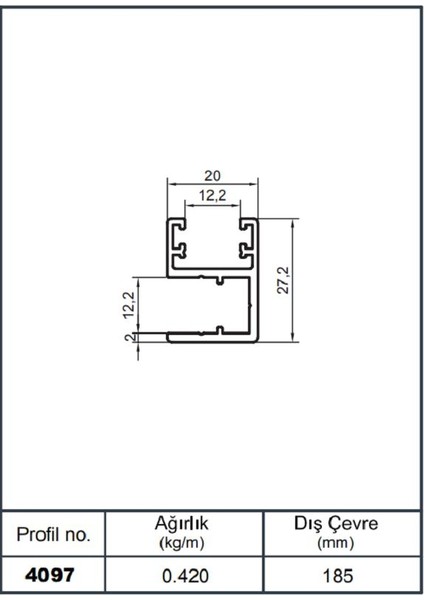 20*27 Cam Kanal Alt Prf Prlk Bronz AKP-4097/ 6 mt