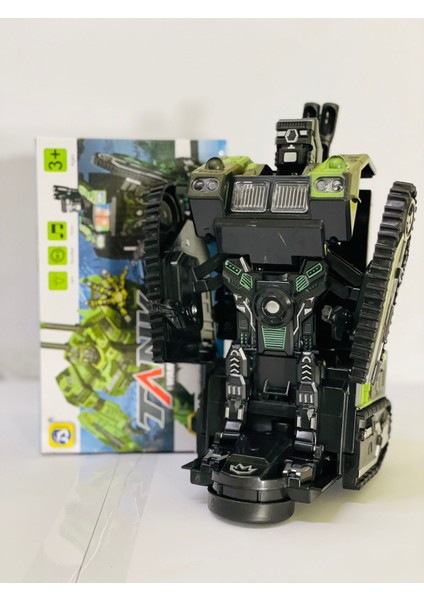 Oyuncak Robota Dönüşen Tank Sesli Işıklı Pilli Hareketli Oyuncak Robot Araba Oyuncak Tank