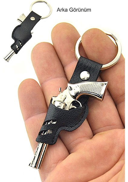 45 Lik Toplu Kovboy Tabancası Siyah Kılıflı Anahtarlık - Nikel fiyatları