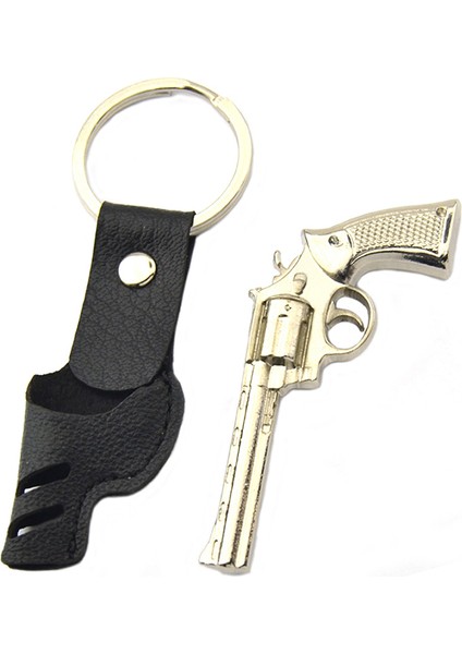 45 Lik Toplu Kovboy Tabancası Siyah Kılıflı Anahtarlık - Nikel fırsatları