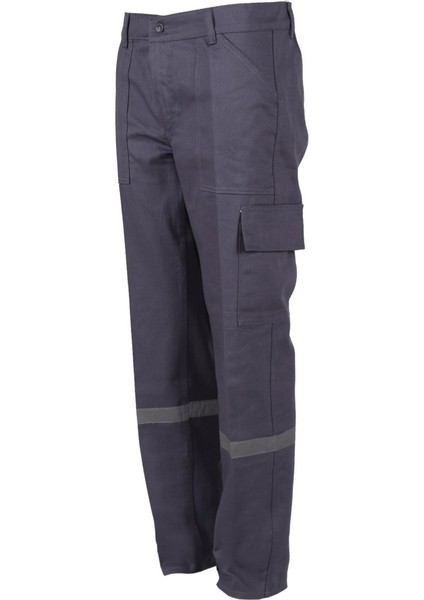 Pantolon 16/12 Gabardin %100 Pamuk Reflektörlü Kargo Cepli Gri Yazlık