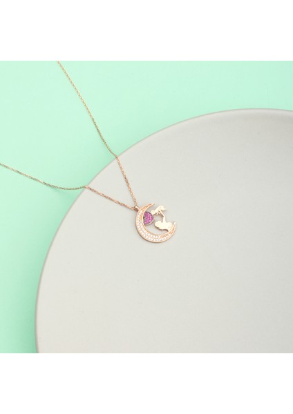 925 Ayar Gümüş Ay ve Kalp Motifli Anne Kucağı Kolye fiyatları