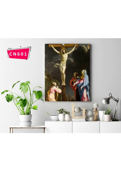 Eustache Le Sueur - Christ On The Cross With The Virgin And Saints / Ünlü Fransız Ressam Tablosu