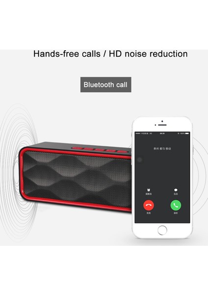 SC211 Çok Fonksiyonlu Kart Müzik Oynatma Bluetooth Hoparlör Siyah (Yurt Dışından)