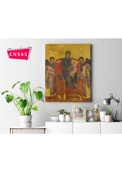 Cimabue - The Virgin And Child Enthroned With Two Angels / Bizans Sanatı / Ünlü Yağlı Boya Tablolar