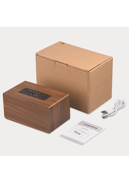 W5C Subwoofer Ahşap Saat Bluetooth Hoparlör Destek Tf Kartı ve 3.5mm Aux Kahverengi Ahşap (Yurt Dışından) modelleri