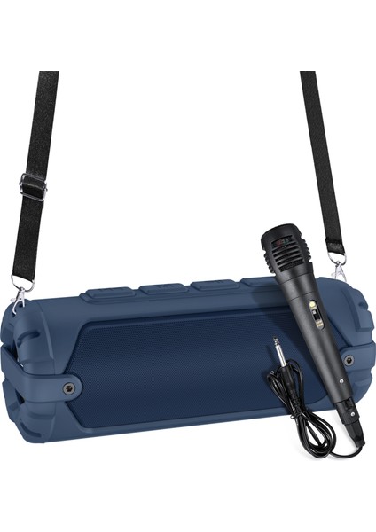 NR-6013M Bluetooth 5.0 Taşınabilir Açık Karaoke Kablosuz Bluetooth Hoparlör Mavi (Yurt Dışından)