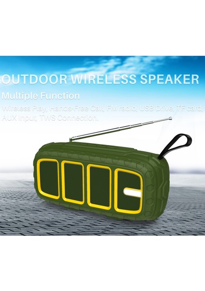 NR-5018FM Anten ile Açık Taşınabilir Bluetooth Hoparlör Yeşil + Sarı (Yurt Dışından)