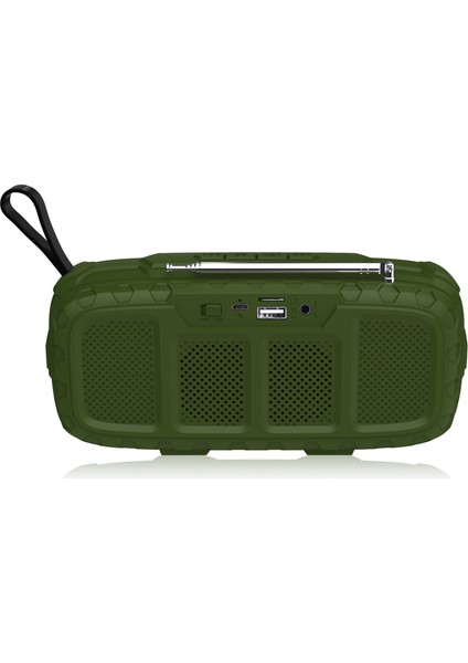 NR-5018FM Anten ile Açık Taşınabilir Bluetooth Hoparlör Yeşil + Sarı (Yurt Dışından)