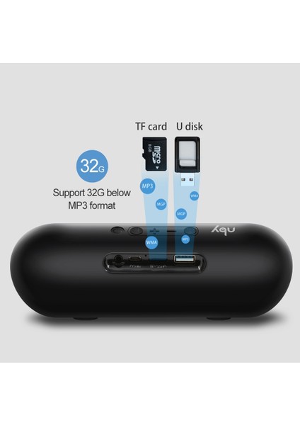Nby 4070 Taşınabilir Bluetooth Hoparlör 3D Stereo Ses Surround Hoparlörler Destek Fm Tf Aux U-Disk Siyah (Yurt Dışından)