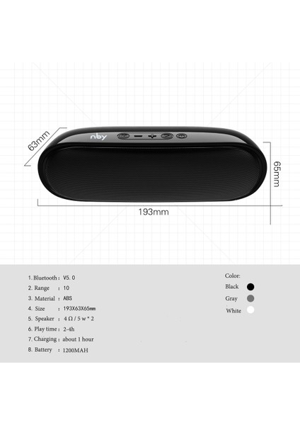 Nby 4070 Taşınabilir Bluetooth Hoparlör 3D Stereo Ses Surround Hoparlörler Destek Fm Tf Aux U-Disk Siyah (Yurt Dışından)