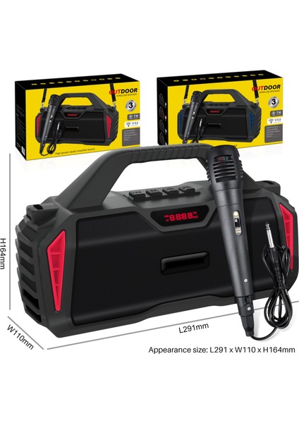 NR-6012M Taşınabilir Açık Karaoke Kablosuz Bluetooth Hoparlör Yeşil (Yurt Dışından) modelleri