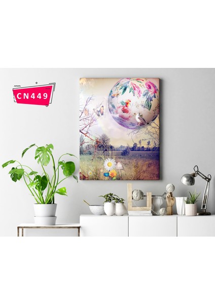 Çiçek Gezegeni / Dijital Sanat Kanvas Tablo