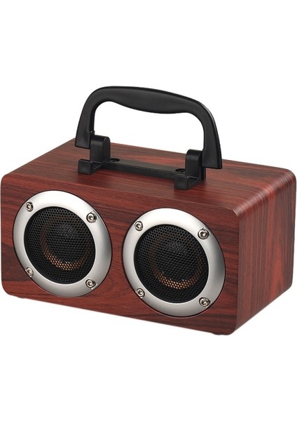 W5B Ahşap Taşınabilir Çift Boynuz Stereo Bluetooth Hoparlör Telefon Tutucu ile Destek Tf Kart / Aux Kırmızı (Yurt Dışından)