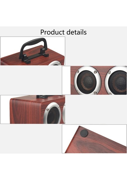 W5B Ahşap Taşınabilir Çift Boynuz Stereo Bluetooth Hoparlör Telefon Tutucu ile Destek Tf Kart / Aux Kırmızı (Yurt Dışından)