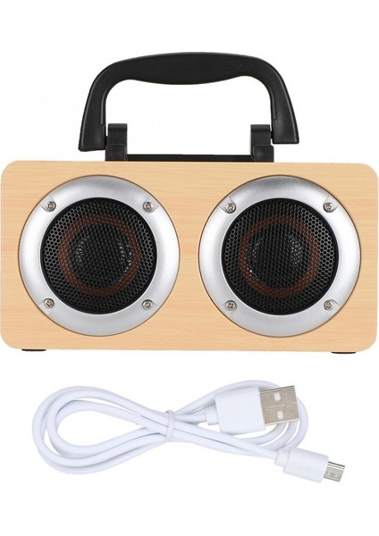 W5B Ahşap Taşınabilir Çift Boynuz Stereo Bluetooth Hoparlör Telefon Tutucu ile Destek Tf Kart / Aux Kırmızı (Yurt Dışından)