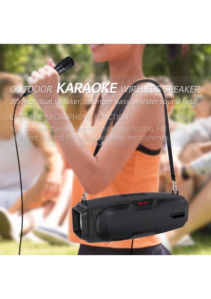 NR-6012M Taşınabilir Açık Karaoke Kablosuz Bluetooth Hoparlör Yeşil (Yurt Dışından)