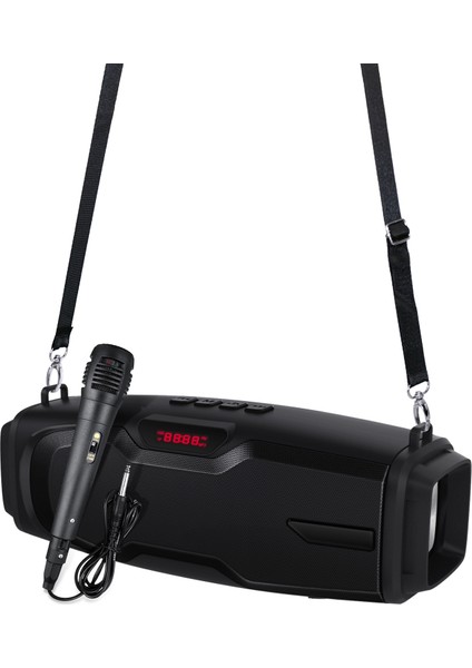 NR-6012M Taşınabilir Açık Karaoke Kablosuz Bluetooth Hoparlör Siyah (Yurt Dışından)