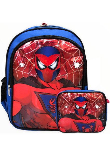 Ago Spider Temalı Erkek Okul Çantası Su Geçirmez Polyester 38x31x17 cm Beslenmeli