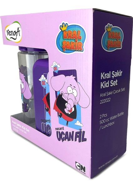 Kral Şakir (Uçan Fil Necati) Beslenme Kabı Pipetli Trıtan Matara Set