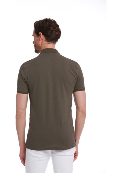 Erkek Haki Regular Fit %100 Pamuk Polo Yaka Tişört