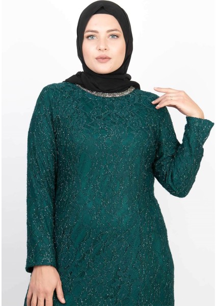 Taş Işleme Detaylı Simli Abiye Petrol MDA2167 fiyatları