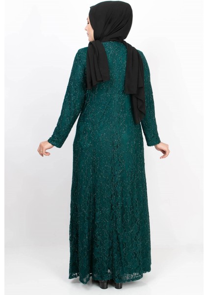 Taş Işleme Detaylı Simli Abiye Petrol MDA2167 indirimleri