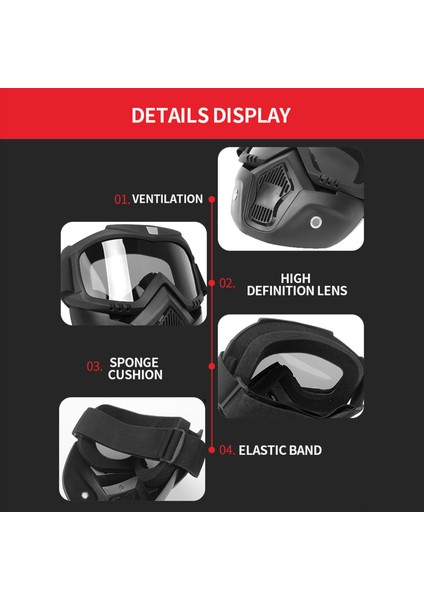 Mortorcycle Yüz Maskesi Açık Yüz Kask Motokros Göz (Yurt Dışından) fiyatları