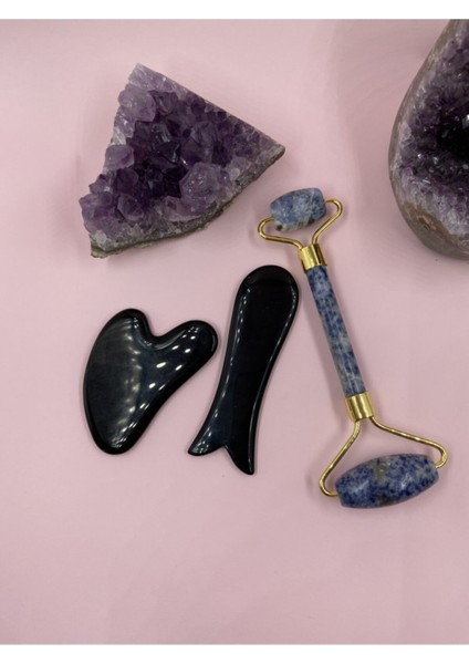 Sodalit Taşı Face Roller ve Gua Sha 3lü Set