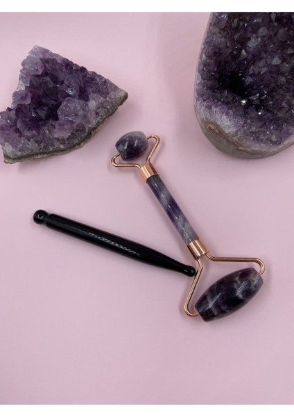 Ametist Face Roller ve Oniks Gua Sha 2'li Set